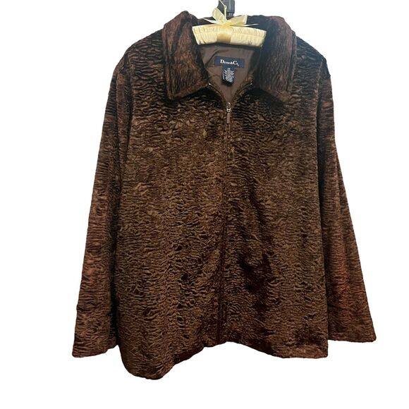 Denim And Co Faux Fur Zip Up Jacket Textured Mob Wife Winter - Picture 1 of 8